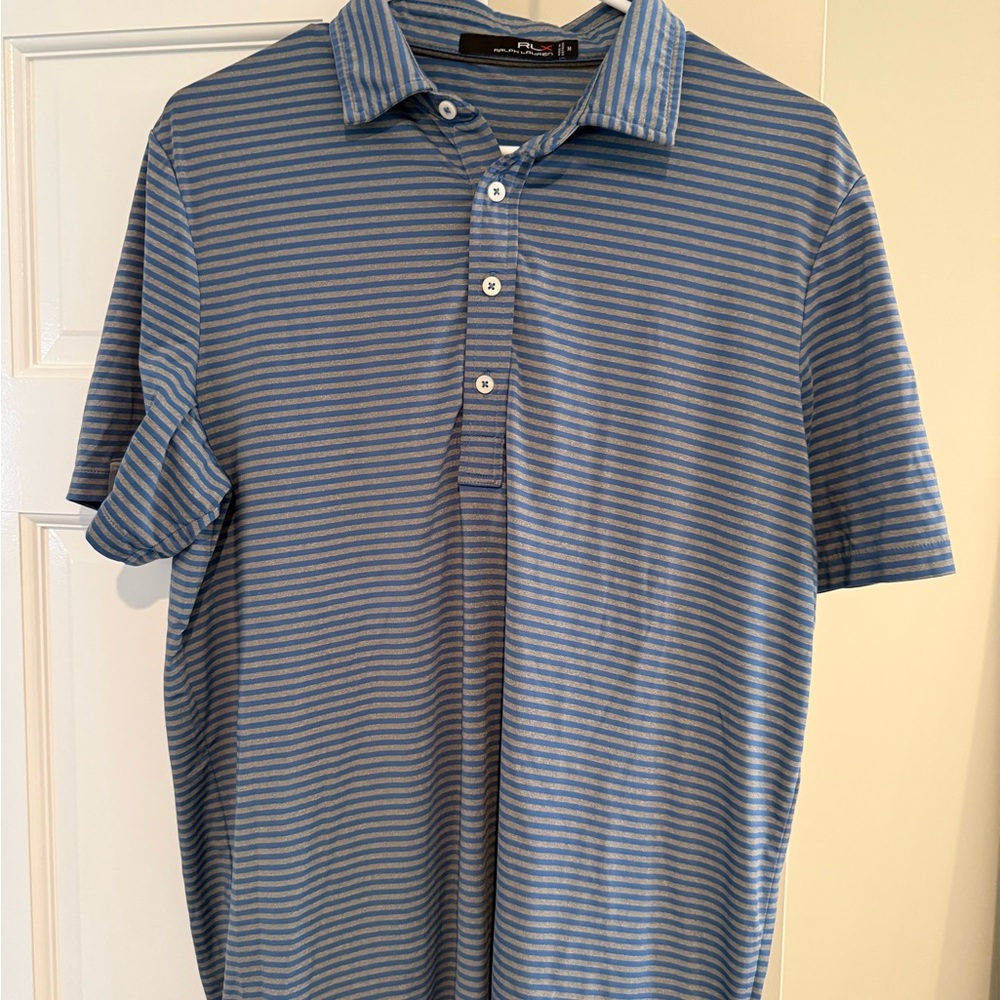 RLX Ralph Lauren Blue and Navy Striped Polo